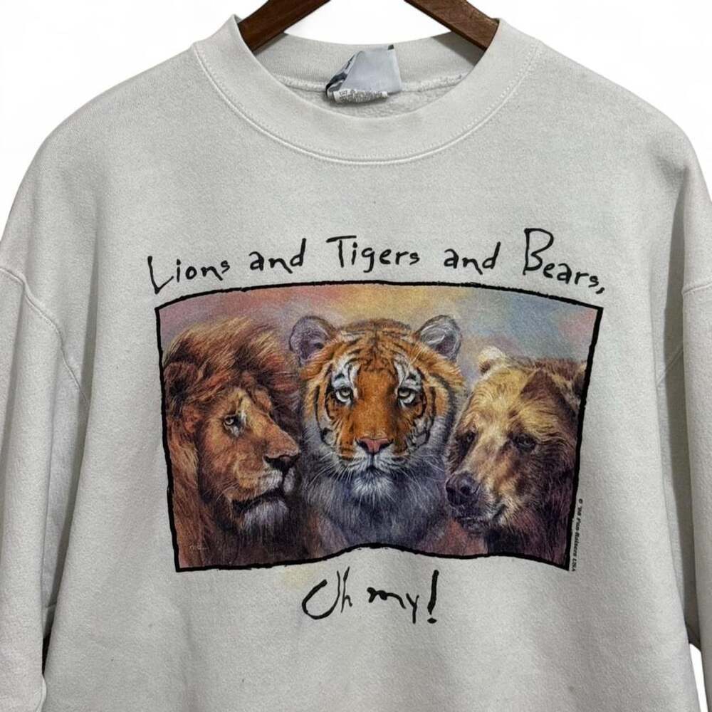 Lee Heavyweight Lions and Tigers and Bears Sweatshirt Size L Vintage 90s